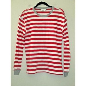 SLEEPY JONES Keith L/S Shirt Stripe Red/White/Gray Cotton Waldo- Size Small